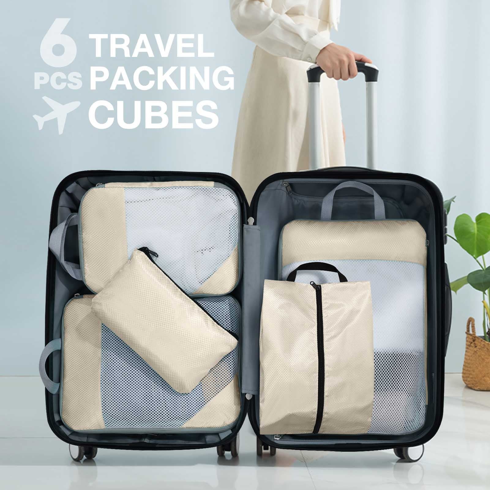 6 Set Compression Packing Cubes for Suitcases, Travel Accessories Suitcase Organizer Bags Set, Accessories Bags Packing Cubes for Travel Luggage Organizer Women Men