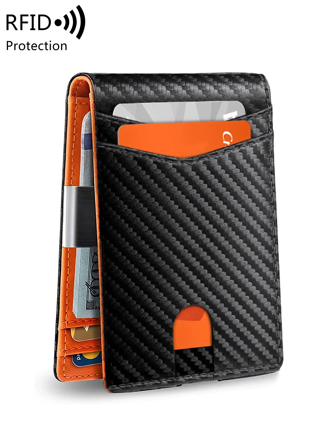 Minimalist Men'S RFID Blocking Multi-Functional Ultra-Thin 12-Card Wallet, Front Pocket Bi-Fold Solid Color Portable Card Holder